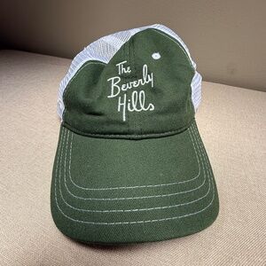 The Beverly Hills Hotel Green and White Trucker Cap Vintage